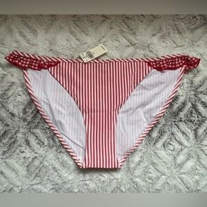 2/$20 ❤️ NWT aerie Red & White Striped Seersucker Ruffle Bikini Bottom Small